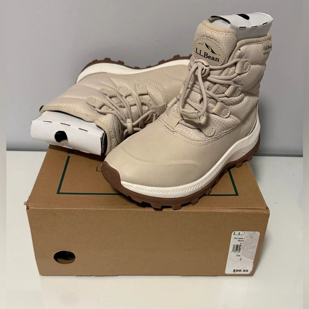NEW  L.L. Bean Kids Boots in Cream and Brown